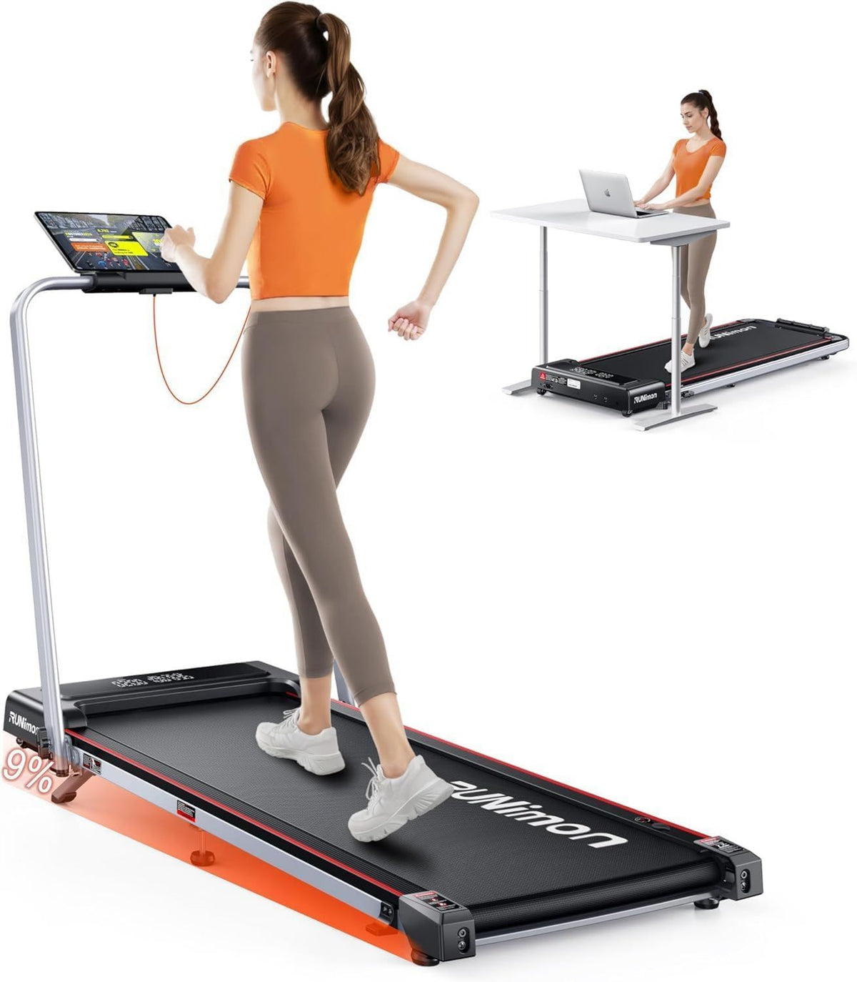 Walking Pad – Stahlkonstruktion, einstellbare Steigung, klappbar, LED-Anzeige, 120KG, 12km/h, 2.5HP